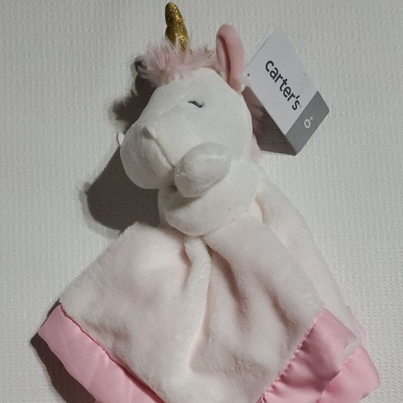 Carter's Other - New Carter's Snuggle Buddy Security Blanket Soft White Pink Unicorn Horn NWT BB6